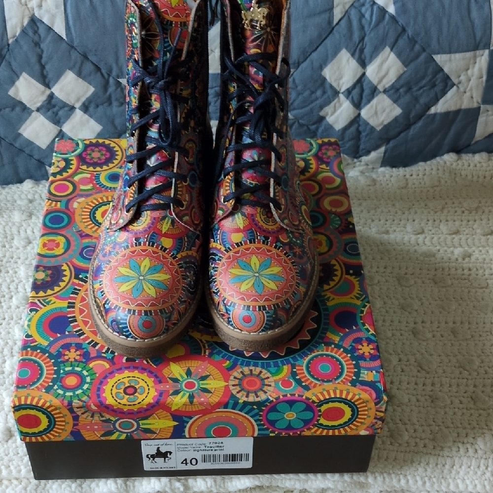 NWT and Box - Colorful Patterned Ankle Boots